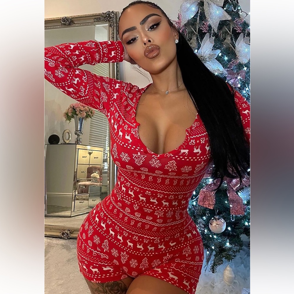 NEW Fashion Nova Sleigh Bells Romper Pajamas